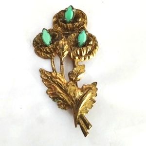 Vtg 1930s Little Nemo LN/25 Faux Turquoise Flower Pin Brooch